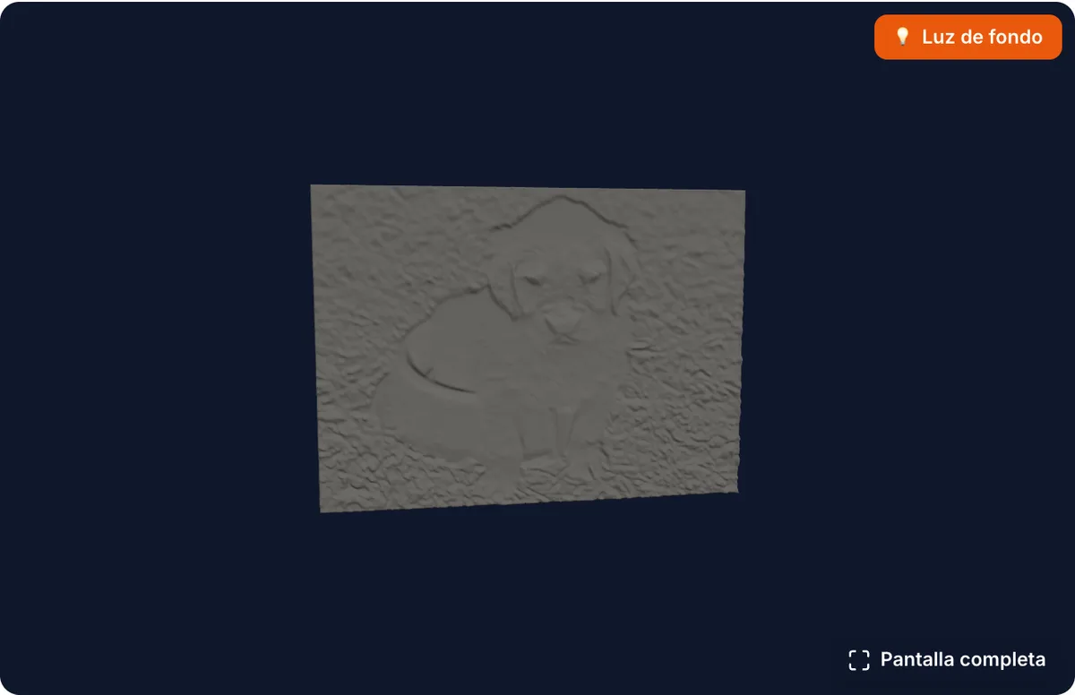 Vista previa de la litofanía con la luz de fondo activada en el visor 3D