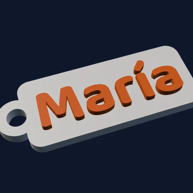 El mismo nombre convertido en llavero 3D imprimible a dos colores